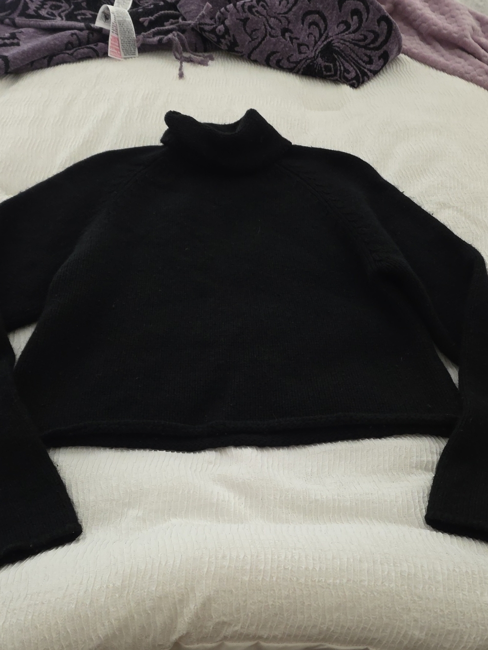 Boston Proper Black Cropped Turtleneck Sweater Cashmier